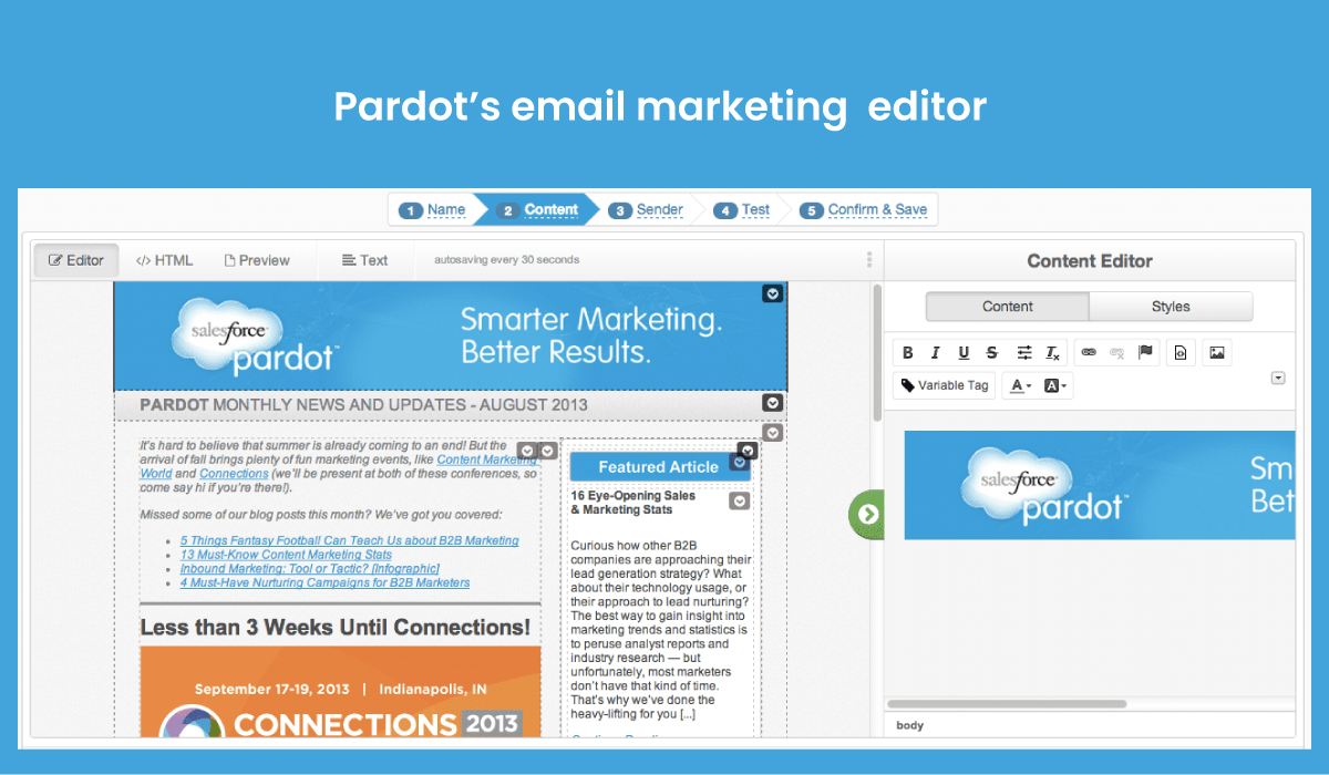 Pardot - email marketing editor