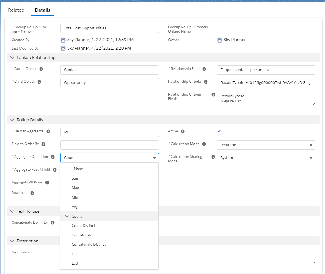 Declarative Lookup Rollup Summaries