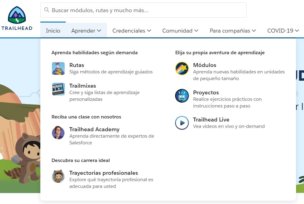 Interfaz de Trailhead