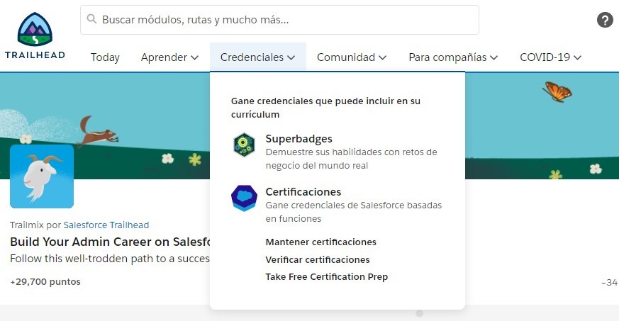 Interfaz de Trailhead