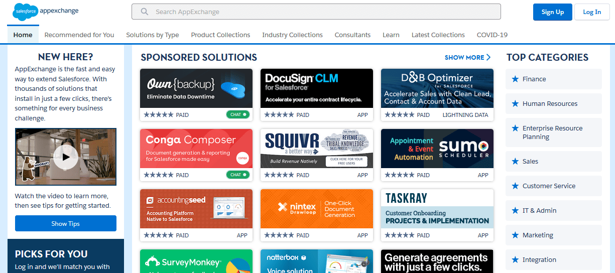 AppExchange - Interfaz