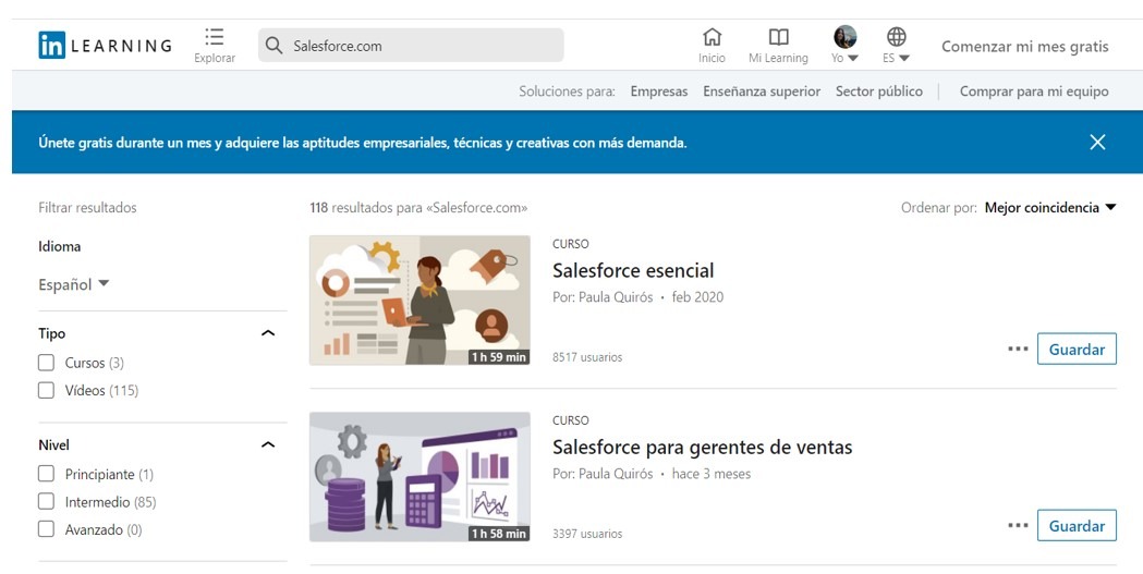 Salesforce Page in LinkedIn - Interface