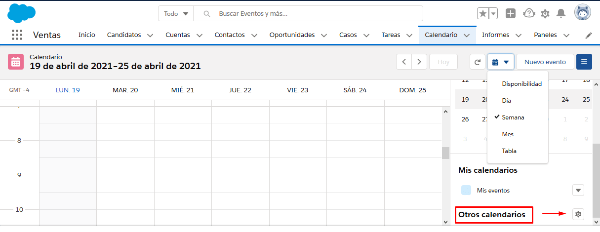 Calendario en Salesforce Calendario en Salesforce