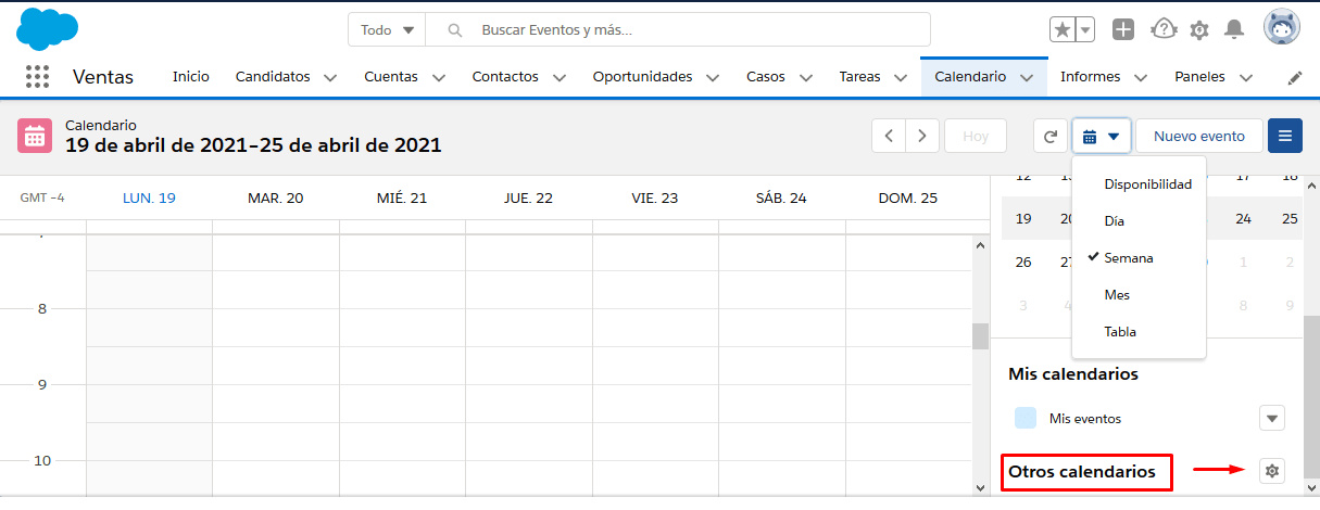 Calendario en Salesforce