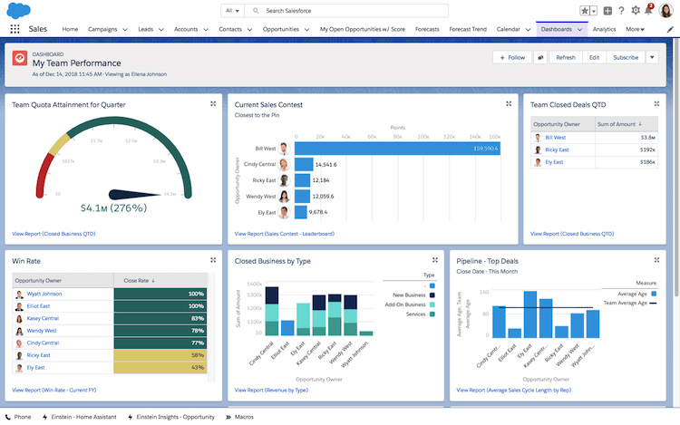 Salesforce - My Team Performance Dashboard