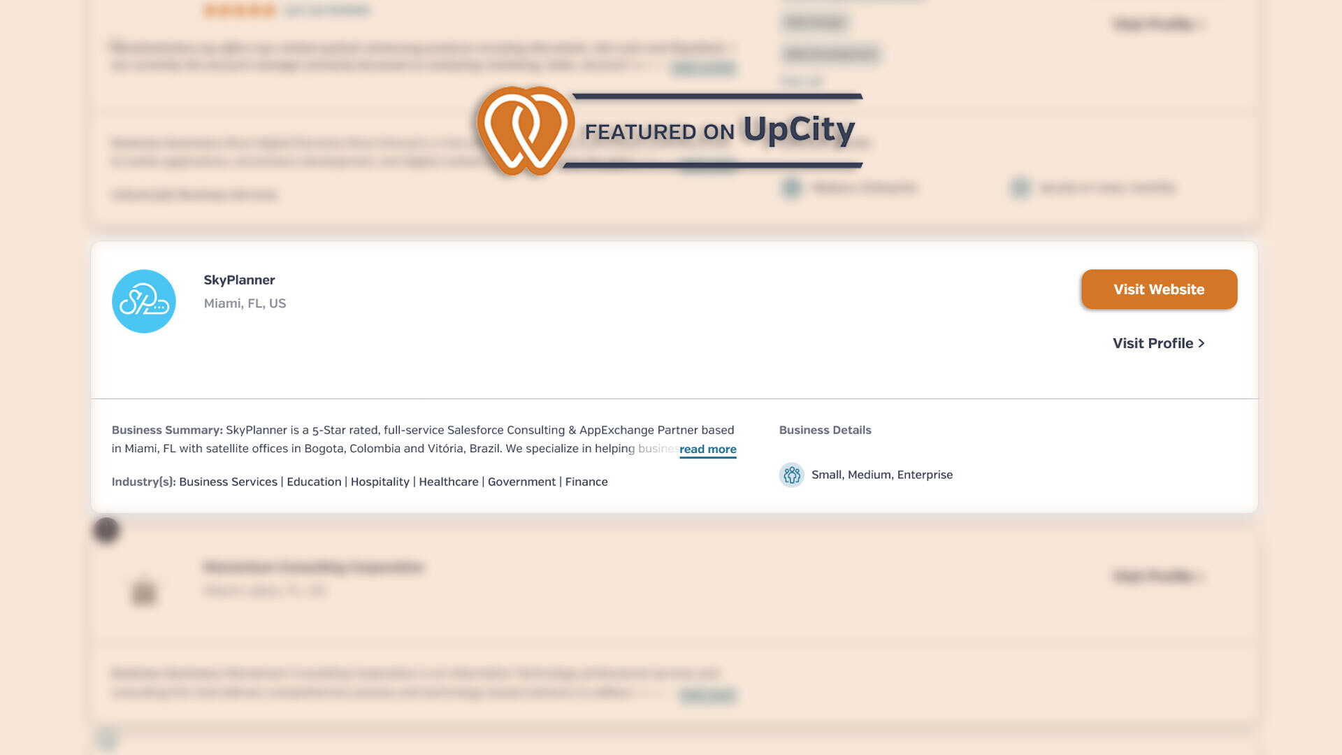 SkyPlanner featured on UpCity