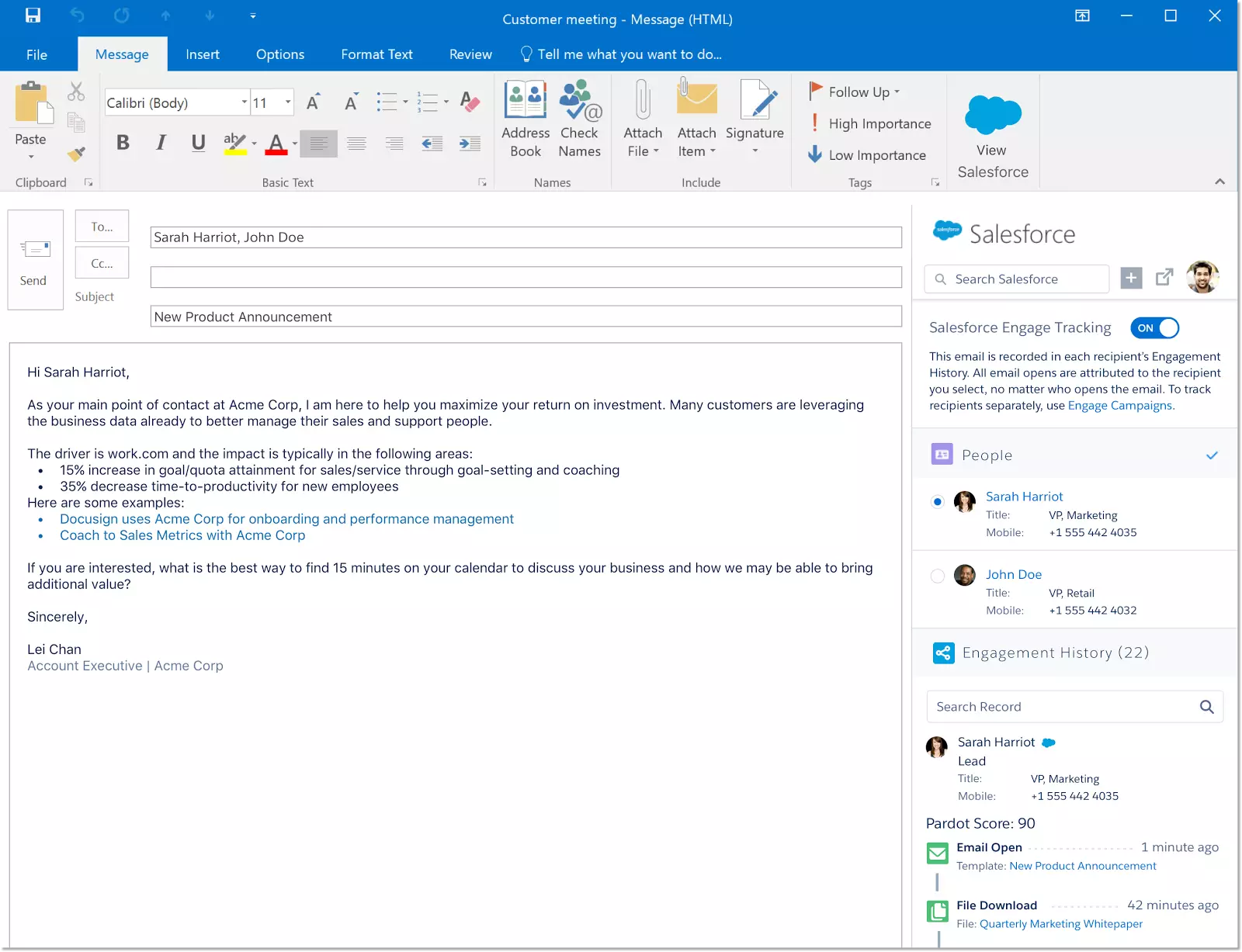 Salesforce Engage for Gmail and Outlook