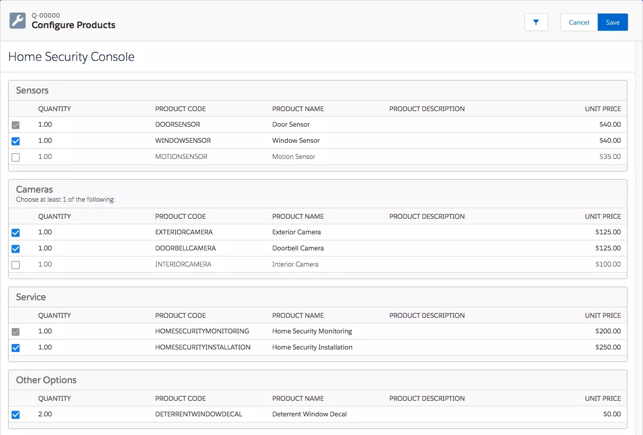 Salesforce CPQ - Productos