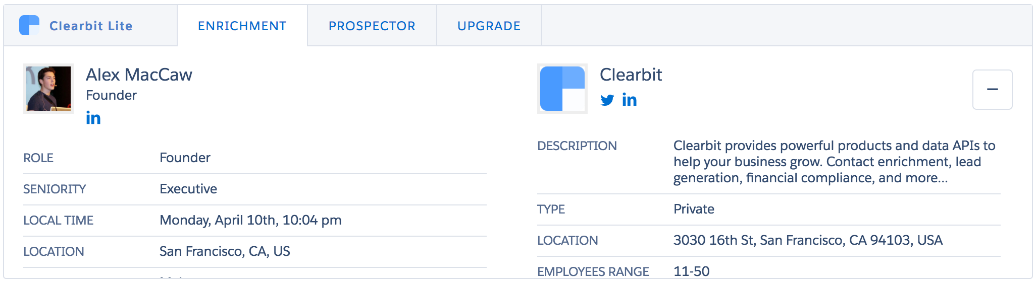 Clearbit for Salesforce – Lite