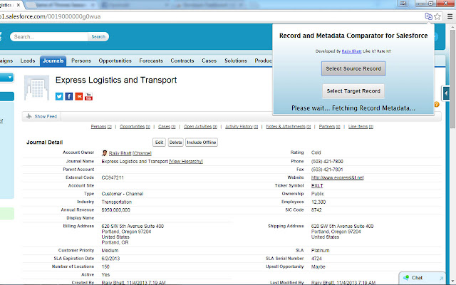 Record and Metadata Comparator for Salesforce