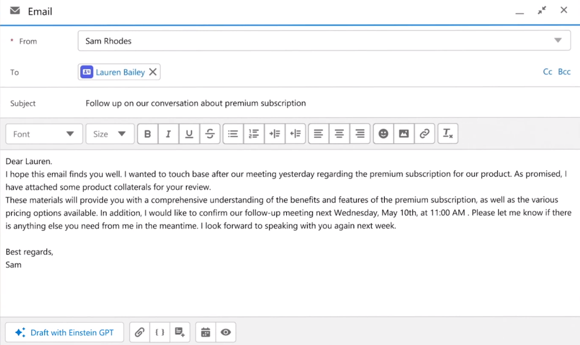 Composing emails with predefined messages