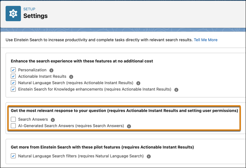 Einstein Search Answers