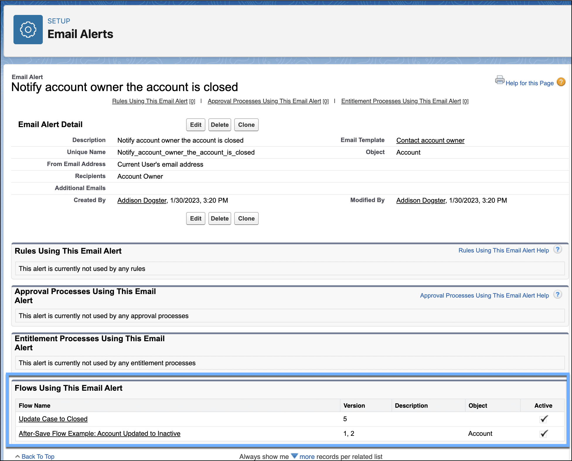 Identify Flows Containing Email Alerts